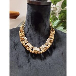 Traci Lynn Gold Color with Clear Rhinestone Lobster Clasp Closure Necklace